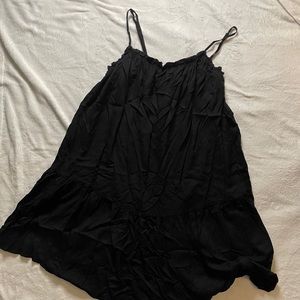 Black flounce hem skinny strap short dress